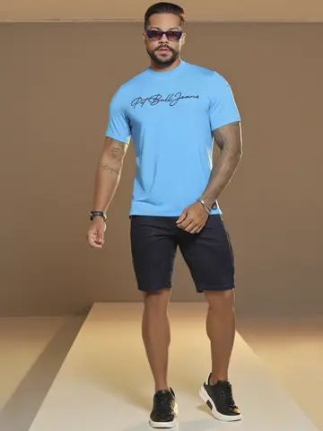 Camiseta Gola O Casual e Sofisticada com Relevo Pit Bull Jeans
