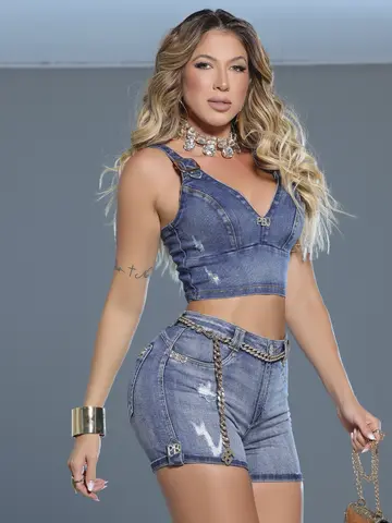 Cropped Jeans Modelador e Confortável Personalizado Pit Bull Jeans