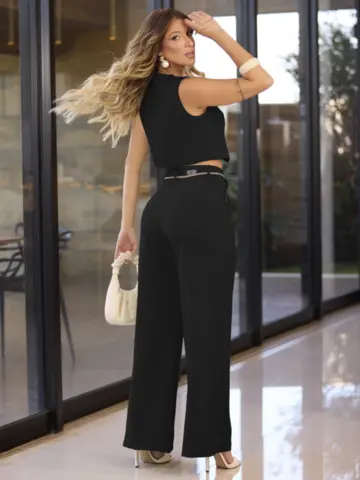 Conjunto Colete e Calça Elegante Empório Pit Bull com Cinto Brilhoso