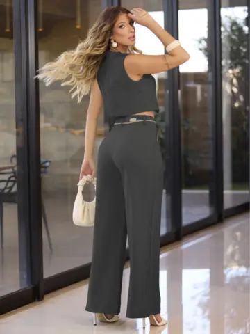 Conjunto Colete e Calça Elegante Empório Pit Bull com Cinto Brilhoso