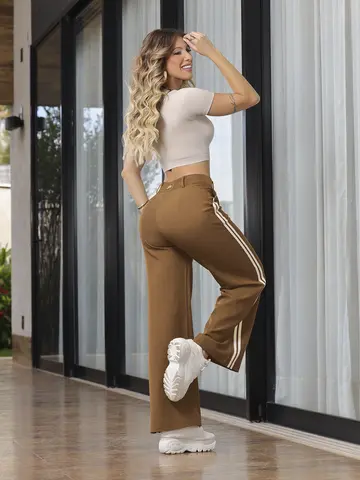 Calça Feminina Wide Leg Elegante e Sofisticada Empório Pit Bull