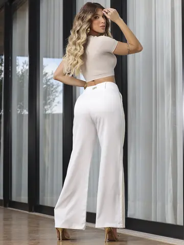 Calça Feminina Wide Leg Elegante e Sofisticada Empório Pit Bull