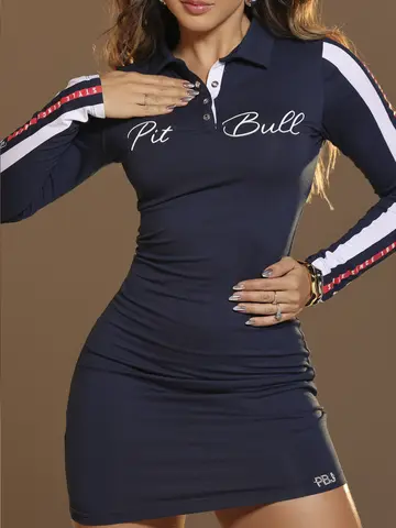 Vestido Polo Elegante com Manga Longa Personalizada Pit Bull Jeans