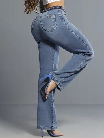 CALÇA WIDE LEG MODERNA E AUTÊNTICA COM ELÁSTICO NO CÓS PIT BULL JEANS