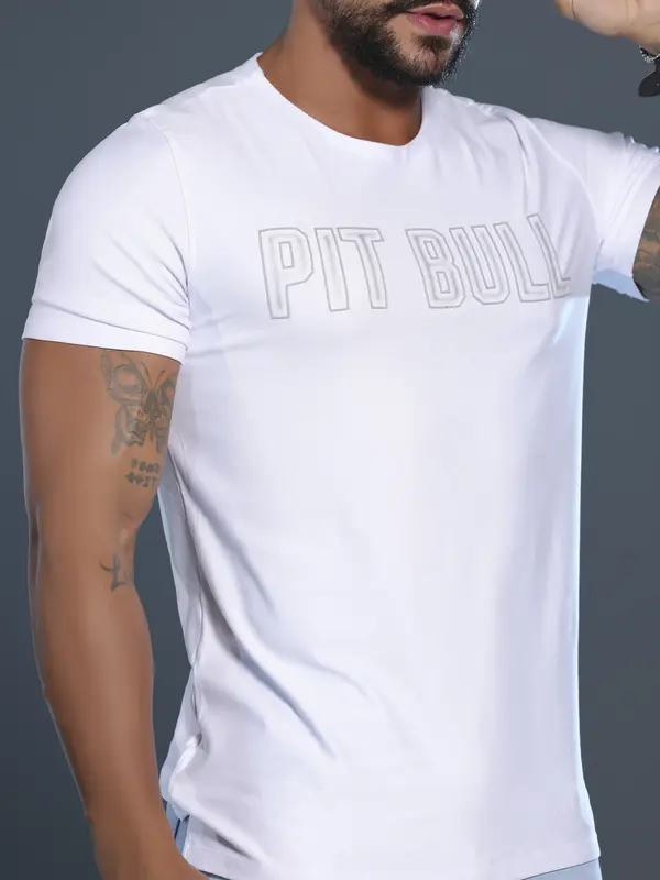 Camiseta Gola O com Relevo em Foil Pit Bull Jeans Autêntica