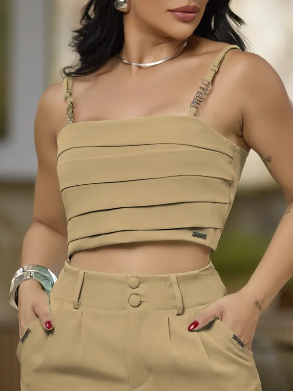 Conjunto Calça e Cropped Elegante com Toque Suave Empório Pit Bull