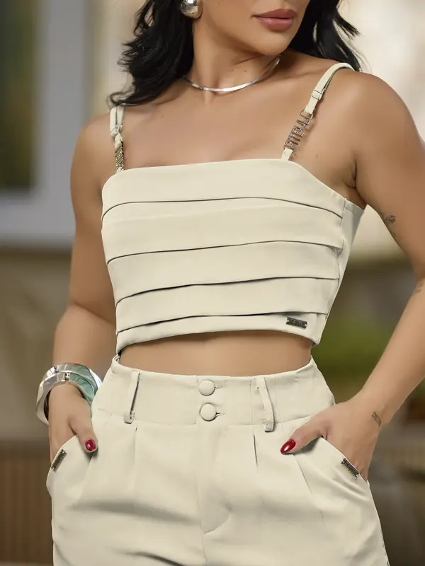 Conjunto Calça e Cropped Elegante com Toque Suave Empório Pit Bull