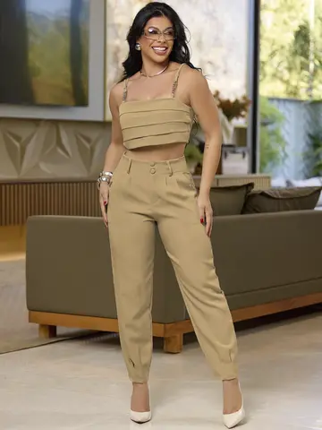Conjunto Calça e Cropped Elegante com Toque Suave Empório Pit Bull