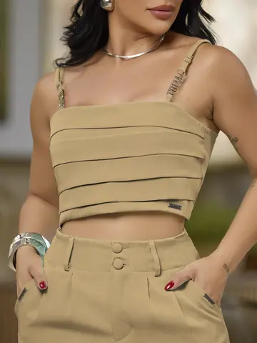 Conjunto Calça e Cropped Elegante com Toque Suave Empório Pit Bull