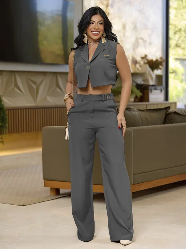 Conjunto Feminino Calça e Camisa Sofisticado e Elegante Empório Pit Bull