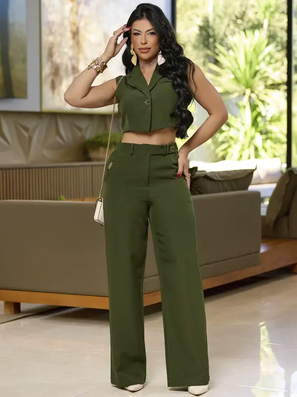Conjunto Feminino Calça e Camisa Sofisticado e Elegante Empório Pit Bull