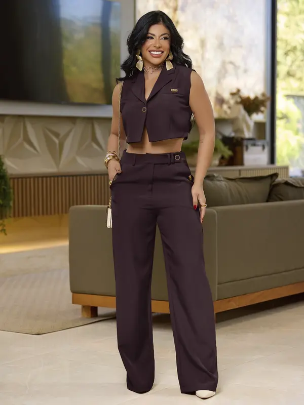 Conjunto Feminino Calça e Camisa Sofisticado e Elegante Empório Pit Bull