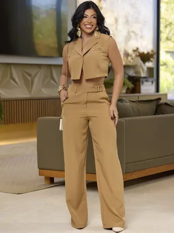 Conjunto Feminino Calça e Camisa Sofisticado e Elegante Empório Pit Bull