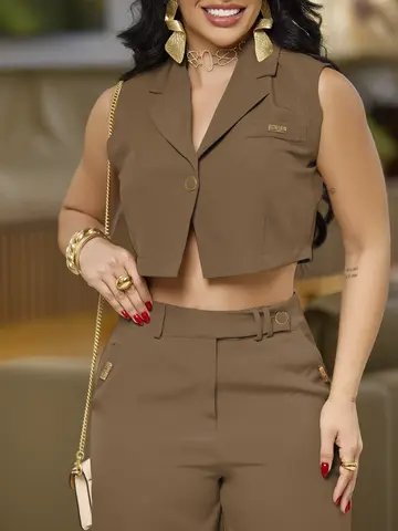Conjunto Feminino Calça e Camisa Sofisticado e Elegante Empório Pit Bull