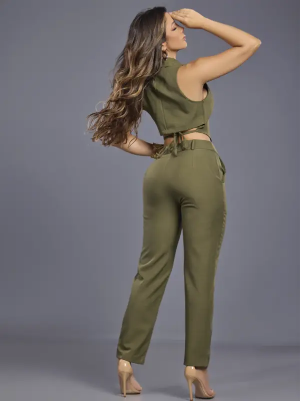 Conjunto Feminino Calça e Colete Elegante Empório Pit Bull