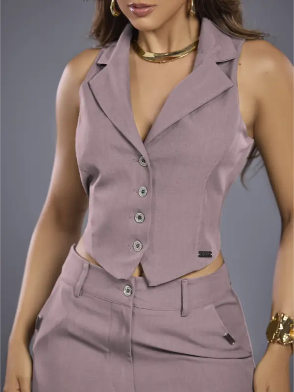 Conjunto Feminino Calça e Colete Elegante Empório Pit Bull