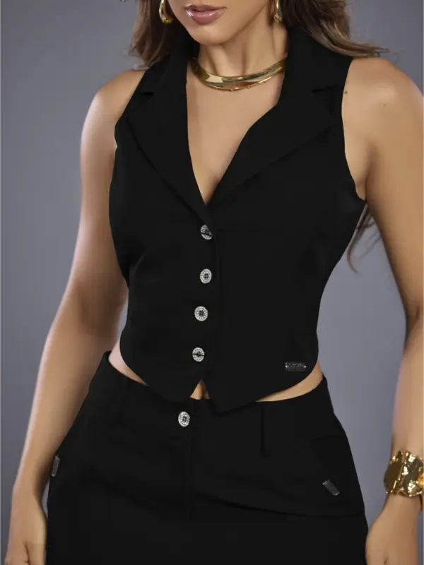 Conjunto Feminino Calça e Colete Elegante Empório Pit Bull