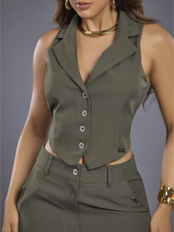 Conjunto Feminino Calça e Colete Elegante Empório Pit Bull