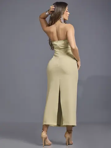 Vestido Midi Modelador Empório Pit Bull Elegante e Refinado