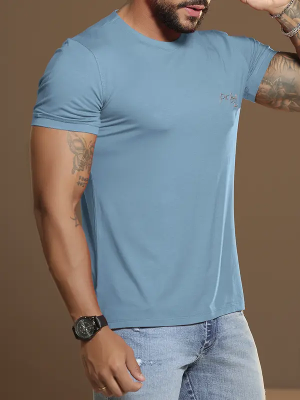 Camiseta Masculina Gola O Sofisticada e Casual Pit Bull Jeans