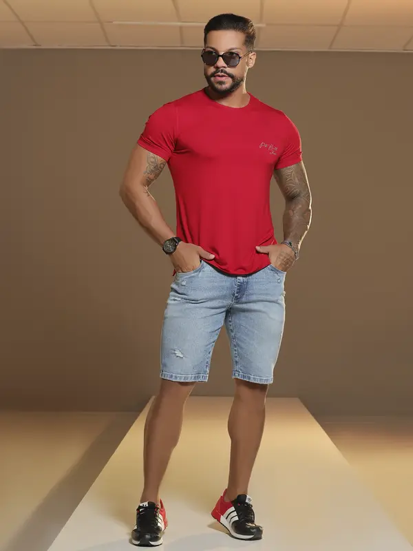 Camiseta Masculina Gola O Sofisticada e Casual Pit Bull Jeans