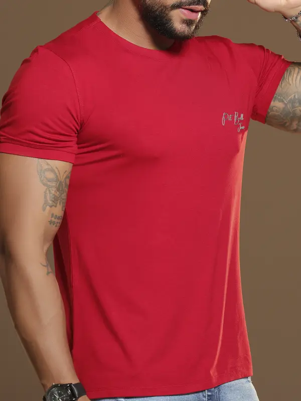 Camiseta Masculina Gola O Sofisticada e Casual Pit Bull Jeans