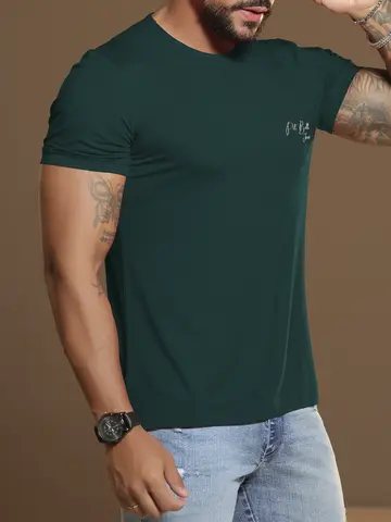 Camiseta Masculina Gola O Sofisticada e Casual Pit Bull Jeans