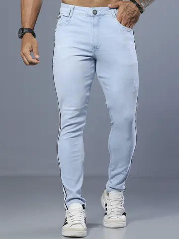 Calça Masculina Clara e Estilosa com Lateral Personalizada Pit Bull Jeans