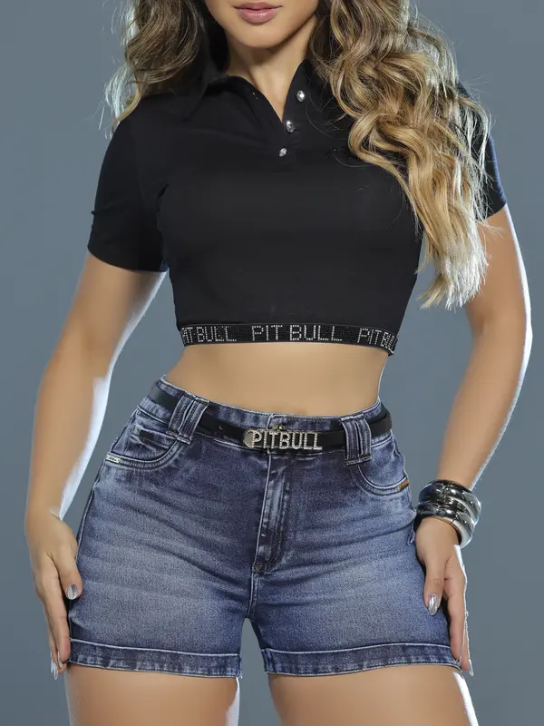 Short Hot Pants Cintura Alta com Cinto Estiloso e Refinado Pit Bull Jeans