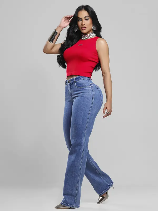 Regata Feminina Modeladora Pit Bull Jeans Leve e Confortável