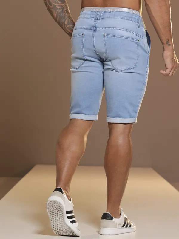 Bermuda Masculina Estilosa e Casual com Amarração e Elástico no Cós Pit Bull Jeans