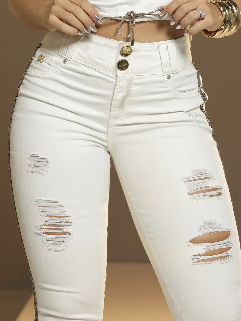Calça Skinny Refinada e Modeladora com Lateral Personalizada Pit Bull Jeans Luxo
