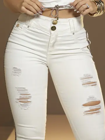 Calça Skinny Refinada e Modeladora com Lateral Personalizada Pit Bull Jeans Luxo
