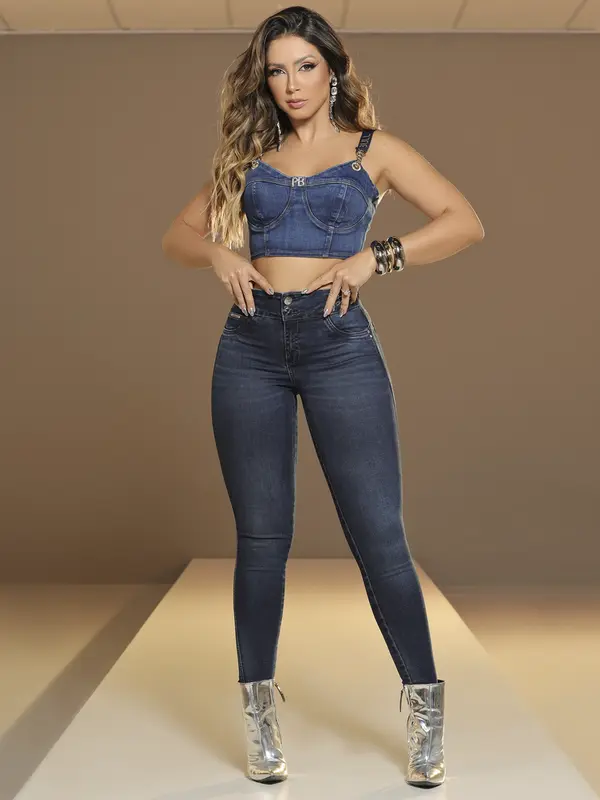 Calça Skinny Modeladora e Refinada com Bordado Manual Pit Bull Jeans