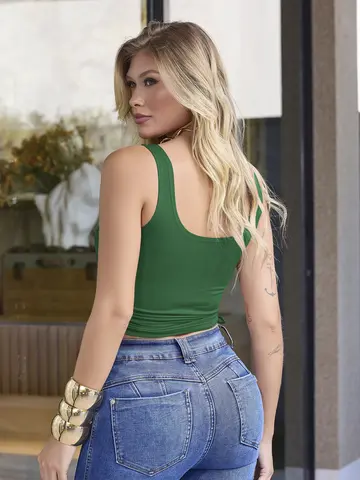 Regata Casual Pit Bull Jeans Confortável e Estilosa com Amarração Lateral