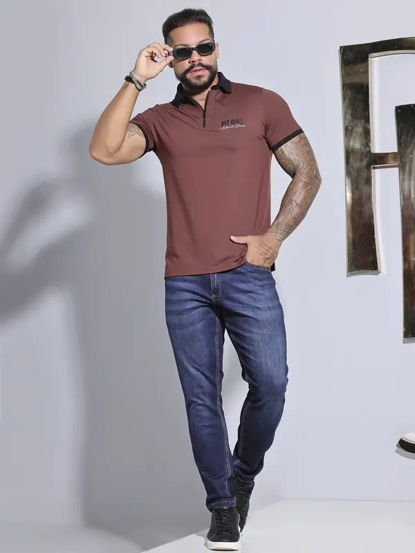 Polo Masculina Pit Bull Jeans Sofisticada e Estilosa com Detalhes em Relevo