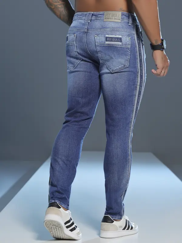 Calça Masculina Pit Bull Jeans com Detalhe Lateral e Estilo Destroyed