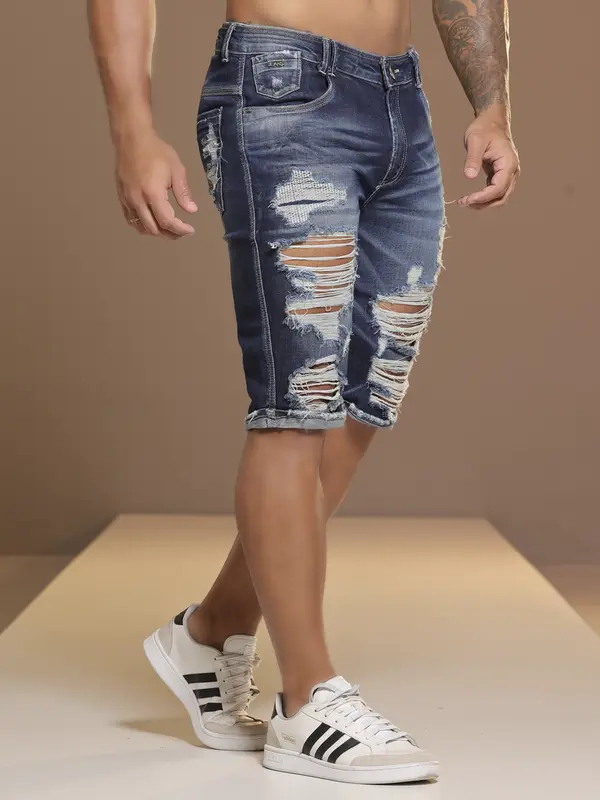 Bermuda Masculina Pit Bull Jeans Refinada e Estilosa com Navalhados