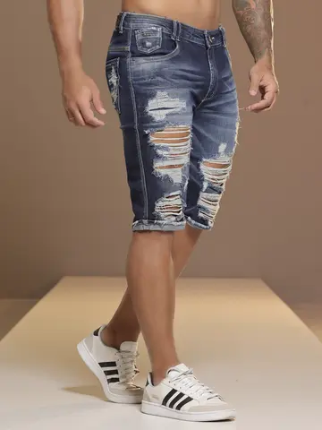 Bermuda Masculina Pit Bull Jeans Refinada e Estilosa com Navalhados