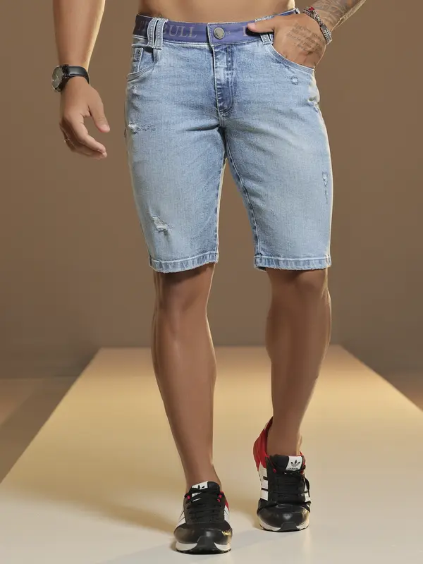 Bermuda Masculina Estilosa com Elástico Personalizado Pit Bull Jeans
