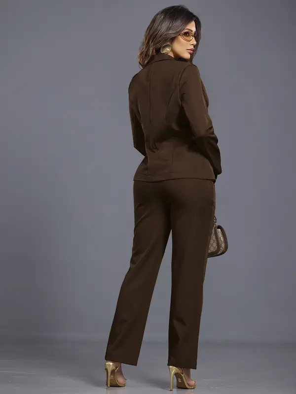 Conjunto Calça e Blazer Elegante e Refinado com Modelagem Estruturada Empório Pit Bull