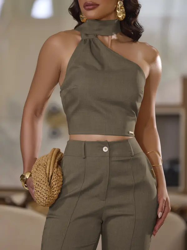 Conjunto Calça e Cropped Elegante com Modelagem Sofisticada Empório Pit Bull