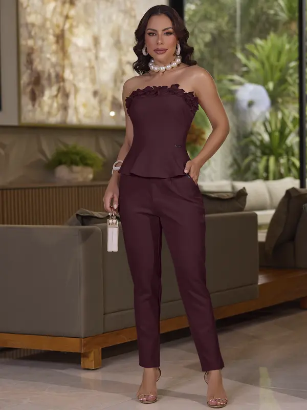 Conjunto Calça e Blusa Elegante Empório Pit Bull com Modelagem Elegante e Casual