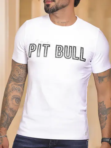 Camiseta Masculina Confortável e Estilosa com Relevo Metalizado Pit Bull Jeans