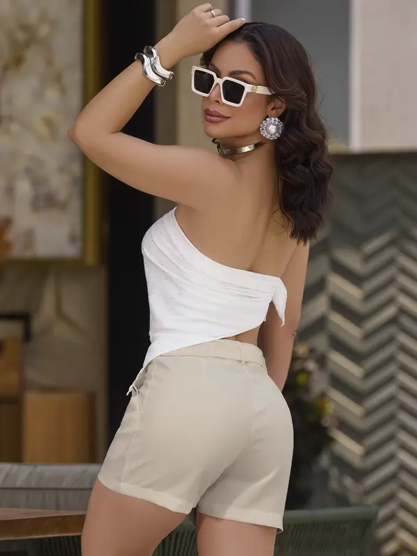 Short Feminino com Cinto Empório Pit Bull Sofisticado e Elegante
