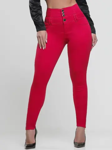 Calça Cintura Perfeita Vermelha Elegante e Modeladora Pit Bull Jeans Premium