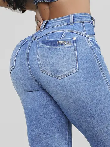 Calça Hot Pants Cintura Alta Elegante Pit Bull Jeans com Empina Bumbum