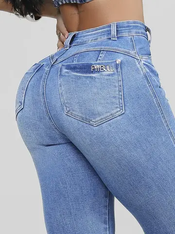 Calça Hot Pants Cintura Alta Elegante Pit Bull Jeans com Empina Bumbum