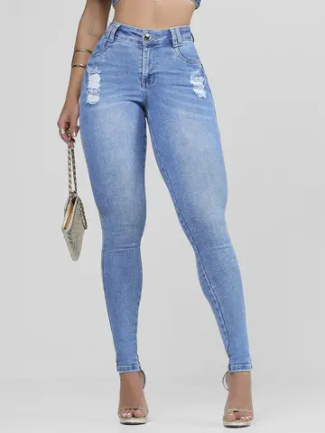 Calça Hot Pants Cintura Alta Elegante Pit Bull Jeans com Empina Bumbum