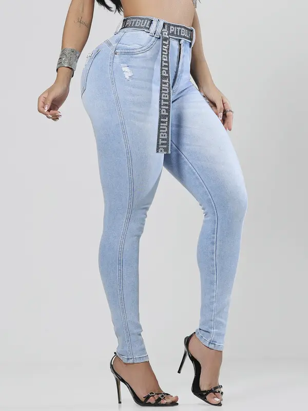 Calça Hot Pants Clara com Cinto Modeladora e Confortável Pit Bull Jeans
